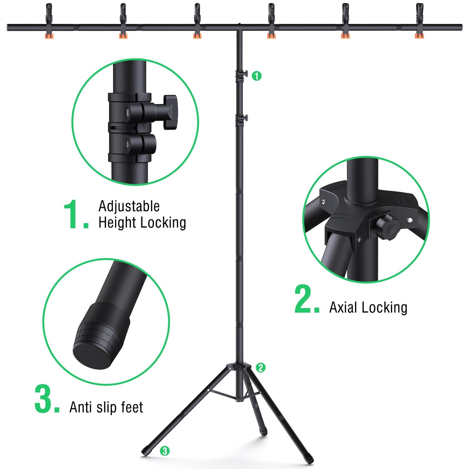 Forlogic Green Screen Backdrop Kit Stand 8X7.2Ft Portable Greenscreen