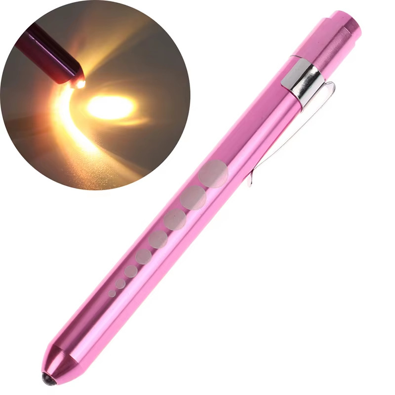 1PCS Reusable LED Medical Penlight Flashlight with Pupil Gauge Pocket Clip Pen L