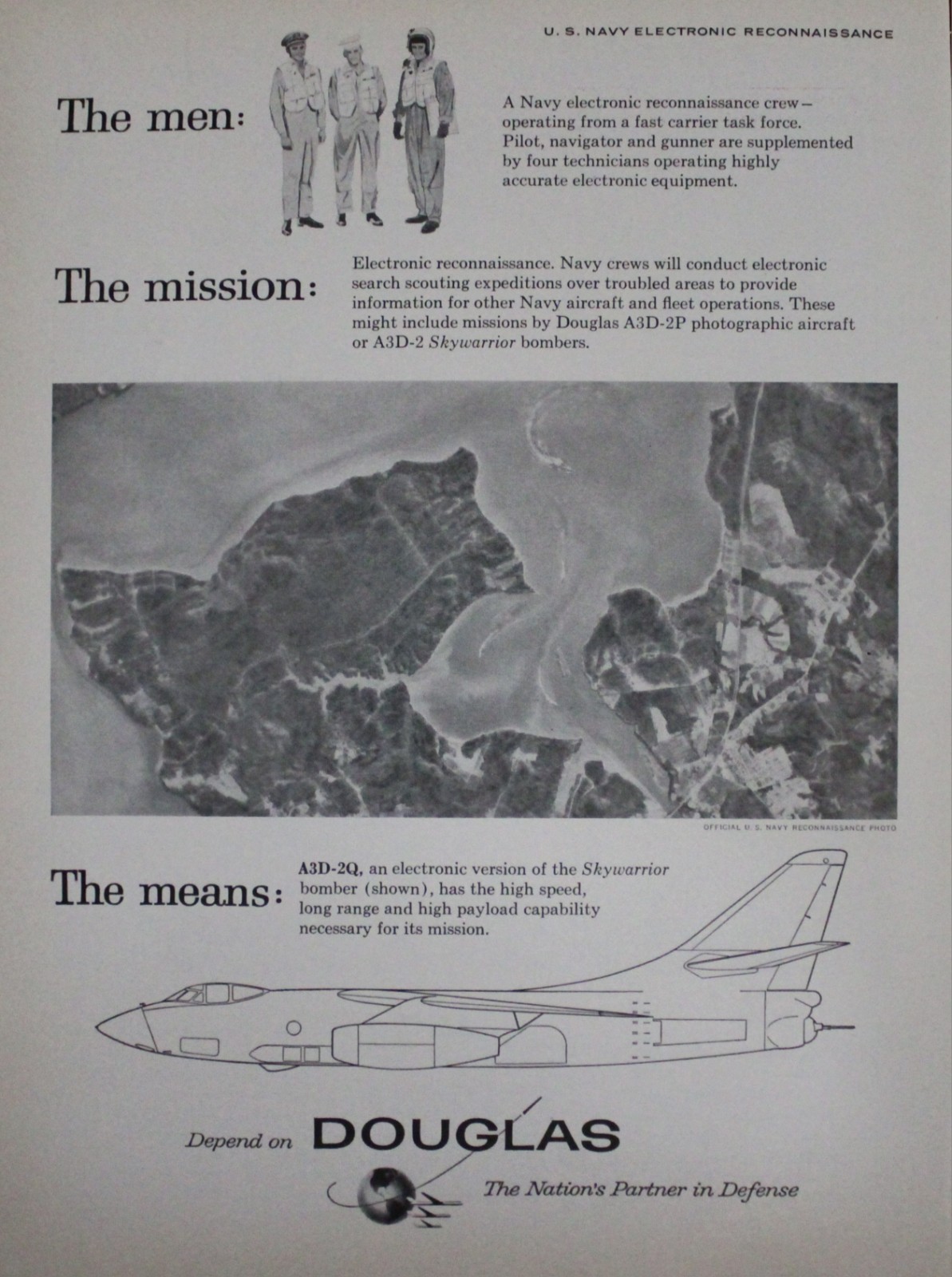 Douglas Skywarrior Picture Magazine Ad Aircraft Vtg Original Wall Art Decor