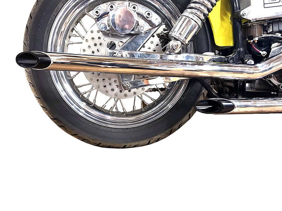 MCM Exhaust Drag Pipe Set with Black Tips for Harley-Davidson