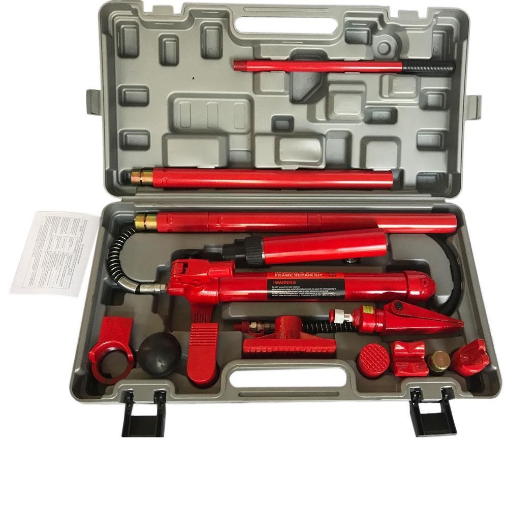 10 Ton Hydraulic Jack Autobody Frame Porta Power Repair Ram Lift Tool Kit