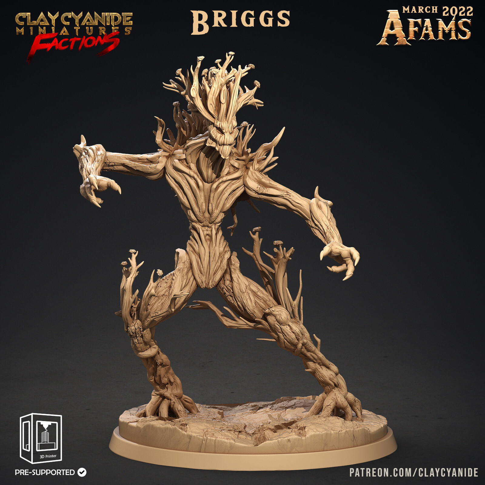 Briggs | AFAMs | Clay Cyanide | Treant Dryad RPG D&D 3D Print Miniature