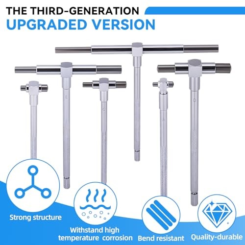 6Pcs T Bore Hole Gauges Set Bulk, 5/16" - 6" Range - Smooth Action Telescoping
