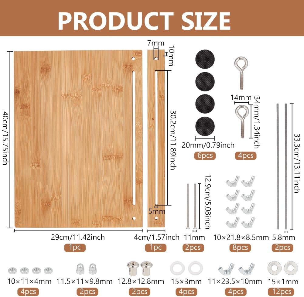 Bookbinding Sewing Frame Set, Wood Book Binding Kit with Rectangle