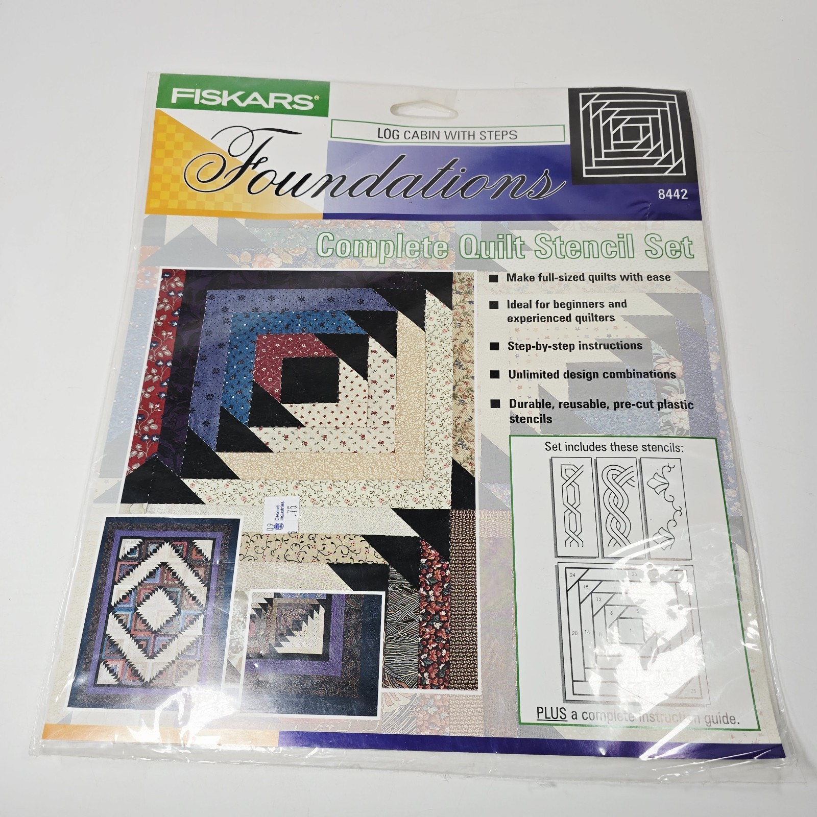 Fiskars Foundations Complete Quilt Stencil Set Log Cabin with Steps #8442 NEW