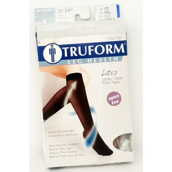 Truform 1772 Ladies Compression Stockings Sheer Nylon Open Toe 15-20 mmhg