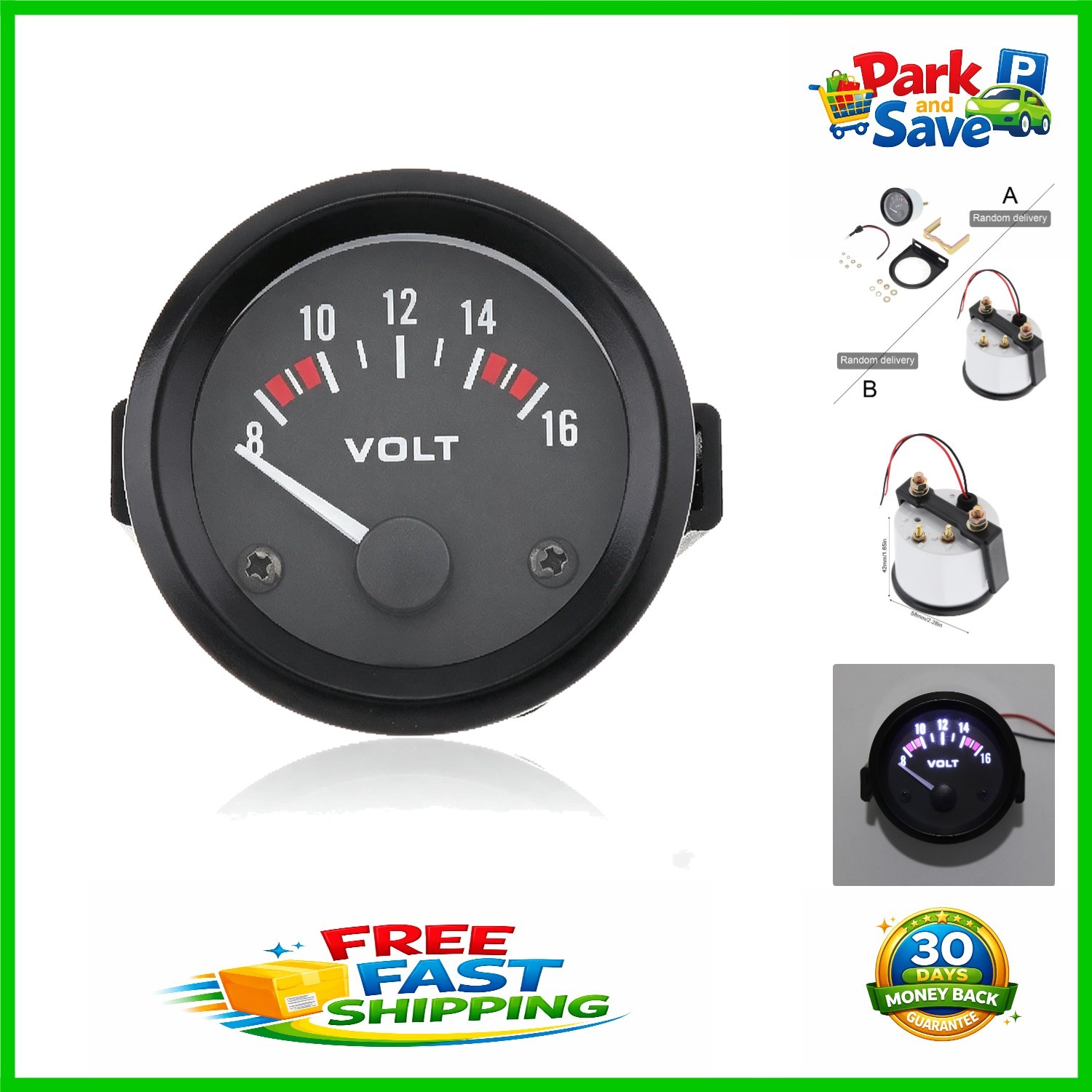 Water-Resistant 52MM Volt Meter with Blue LED Light for Optimal Vehicle Safety