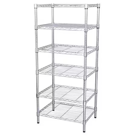 Wire Shelving Unit, 18"D X 48"W X 63"H, 6 Shelves, Chrome, 5Gpk3