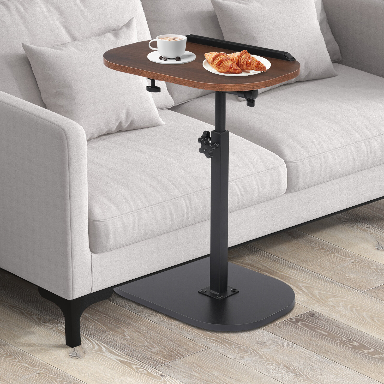 C-shaped Side Table Sofa Table for Living Room+Study Height Adjustable SideTable