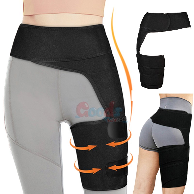 Fitness Groin Support Bandage, Thigh Compression Brace Adjustable Hip Joint Wrap