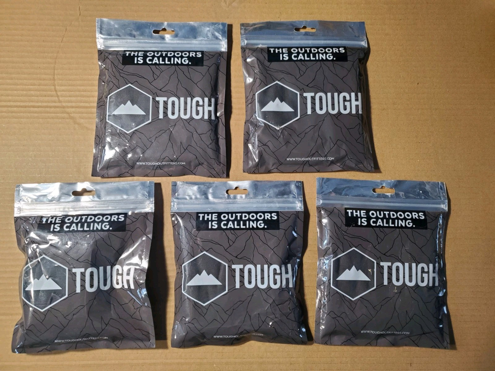 LOT OF 5 Tough Outfitters 12-in-1 Headwear Outdoors (Dark Gray)