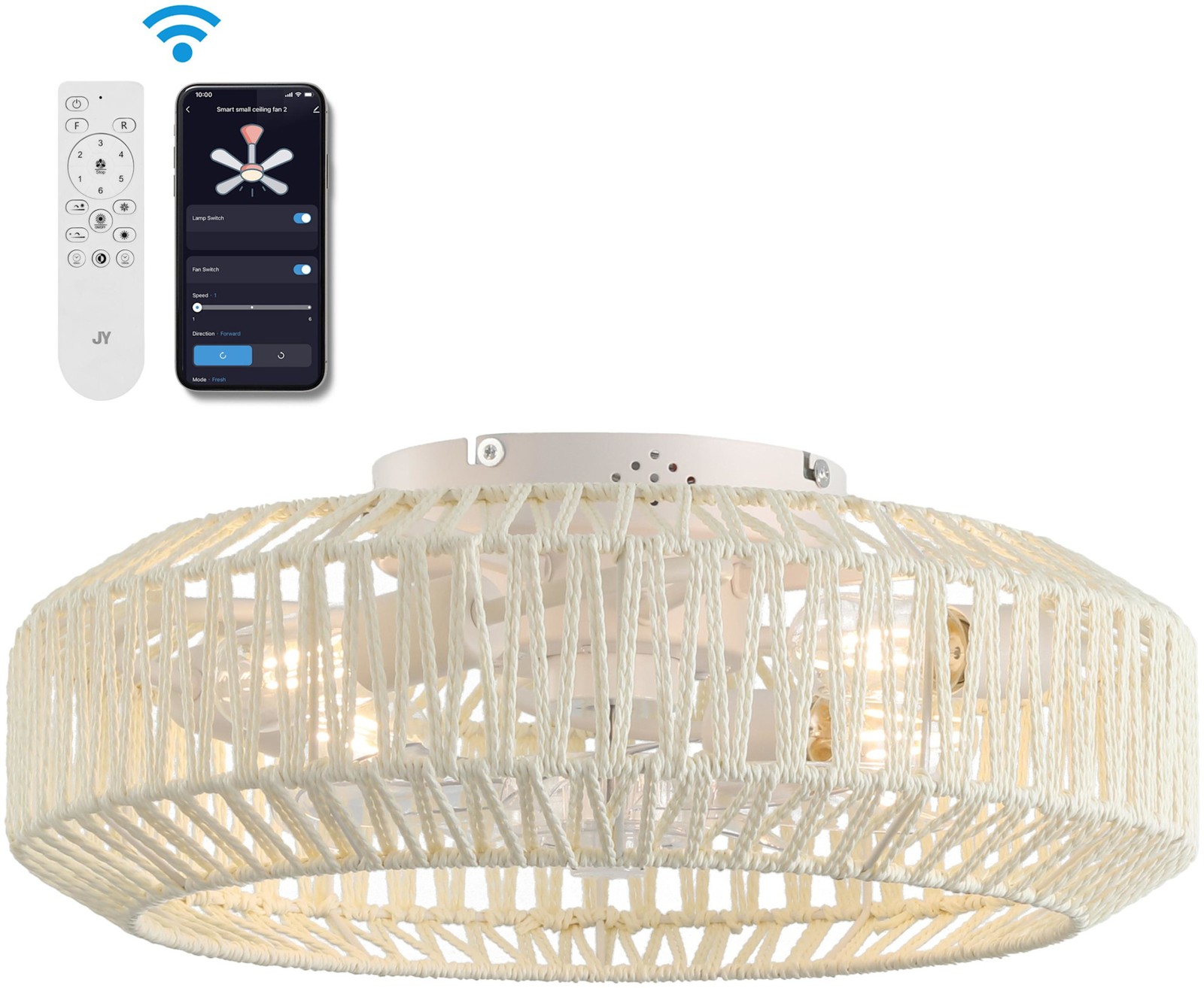 JONATHAN Y Lighting JYL9730 Rowan 11.5" 7 Blade Indoor Smart LED - Cream / White