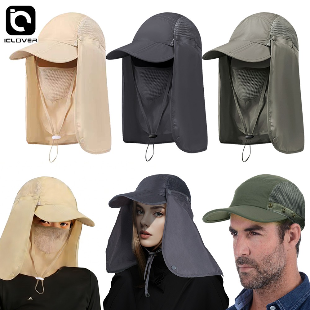 Outdoor Sun Hat With Neck Flap Face Cover Fishing UV Protection Cap Men Women