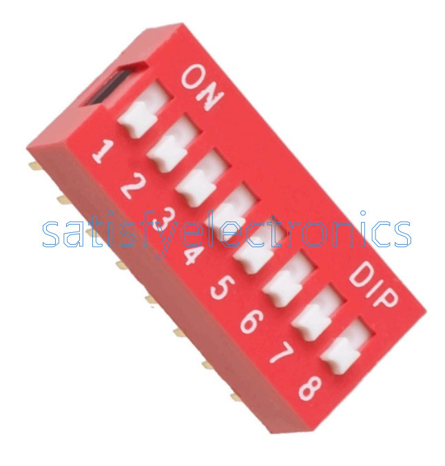 20PCS Slide Type Switch Module 2.54mm 8-Bit 8 Position Way DIP Red Pitch