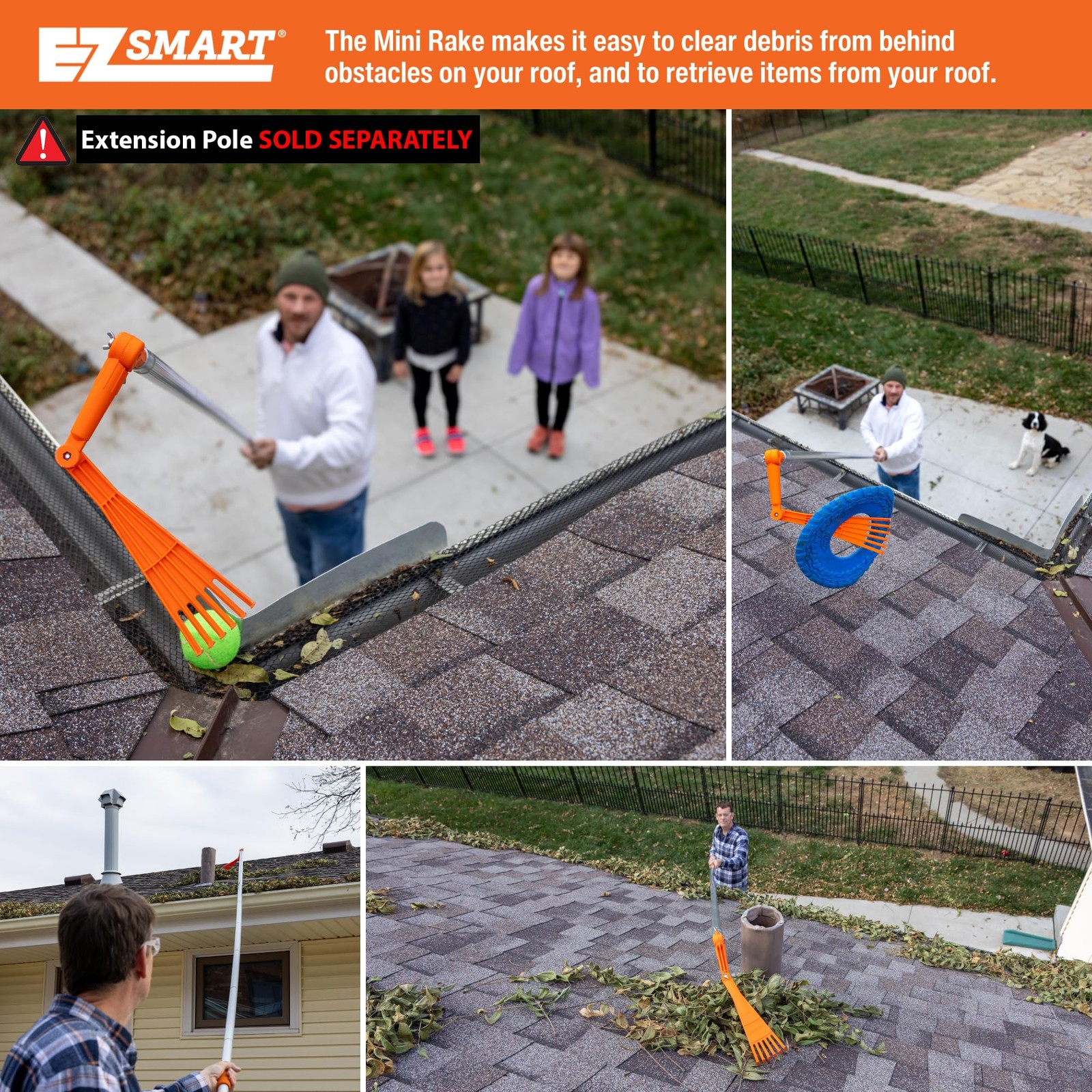 Mini Gutter Rake Head for Leaves & Debris Removal – Fits Standard Acme Thread