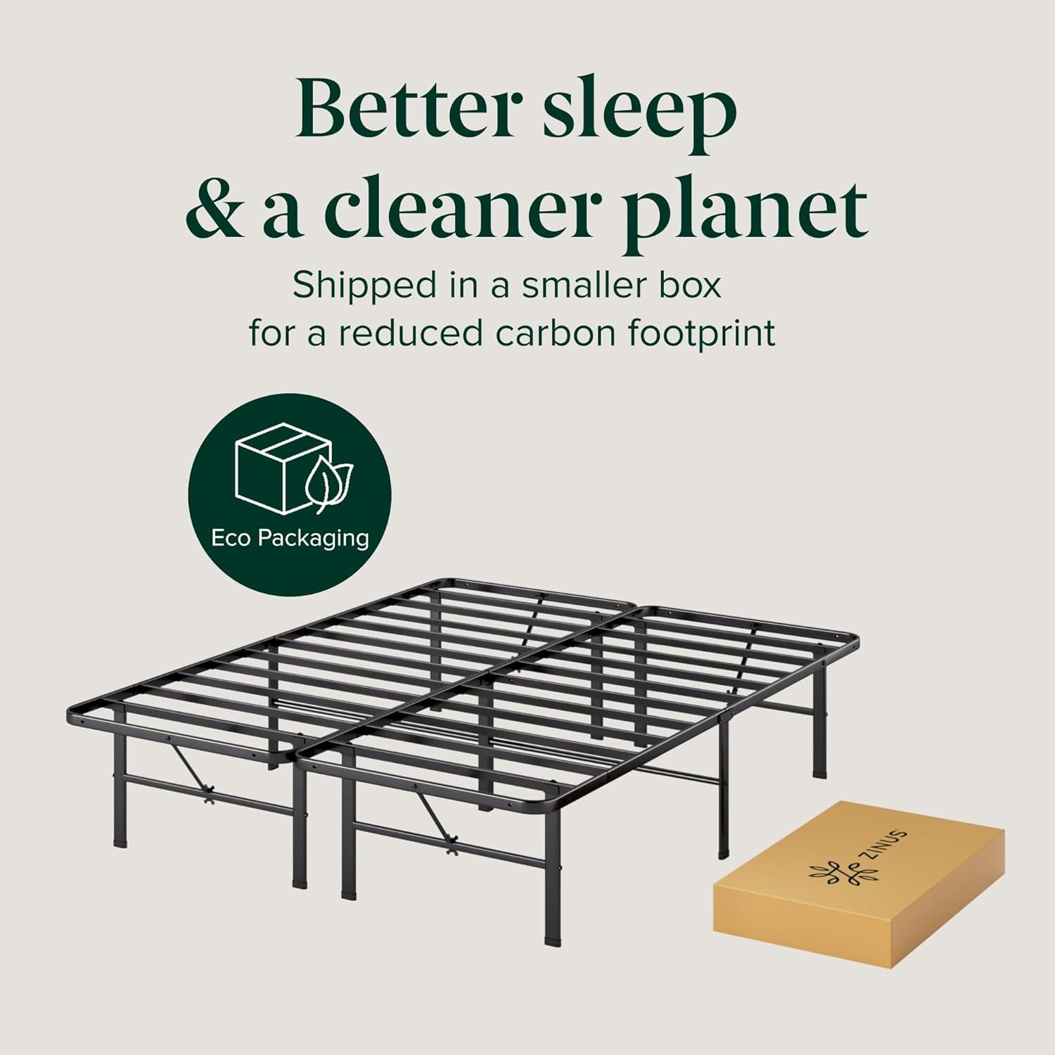 Rumi 14in Queen Metal Bed Frame Quick Assembly SmartBase® Mattress Foundation