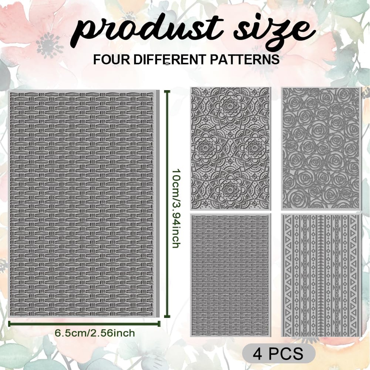 4PCS Polymer Clay Texture Sheets Set for Using with Clay Cutters, Boho Clay T...
