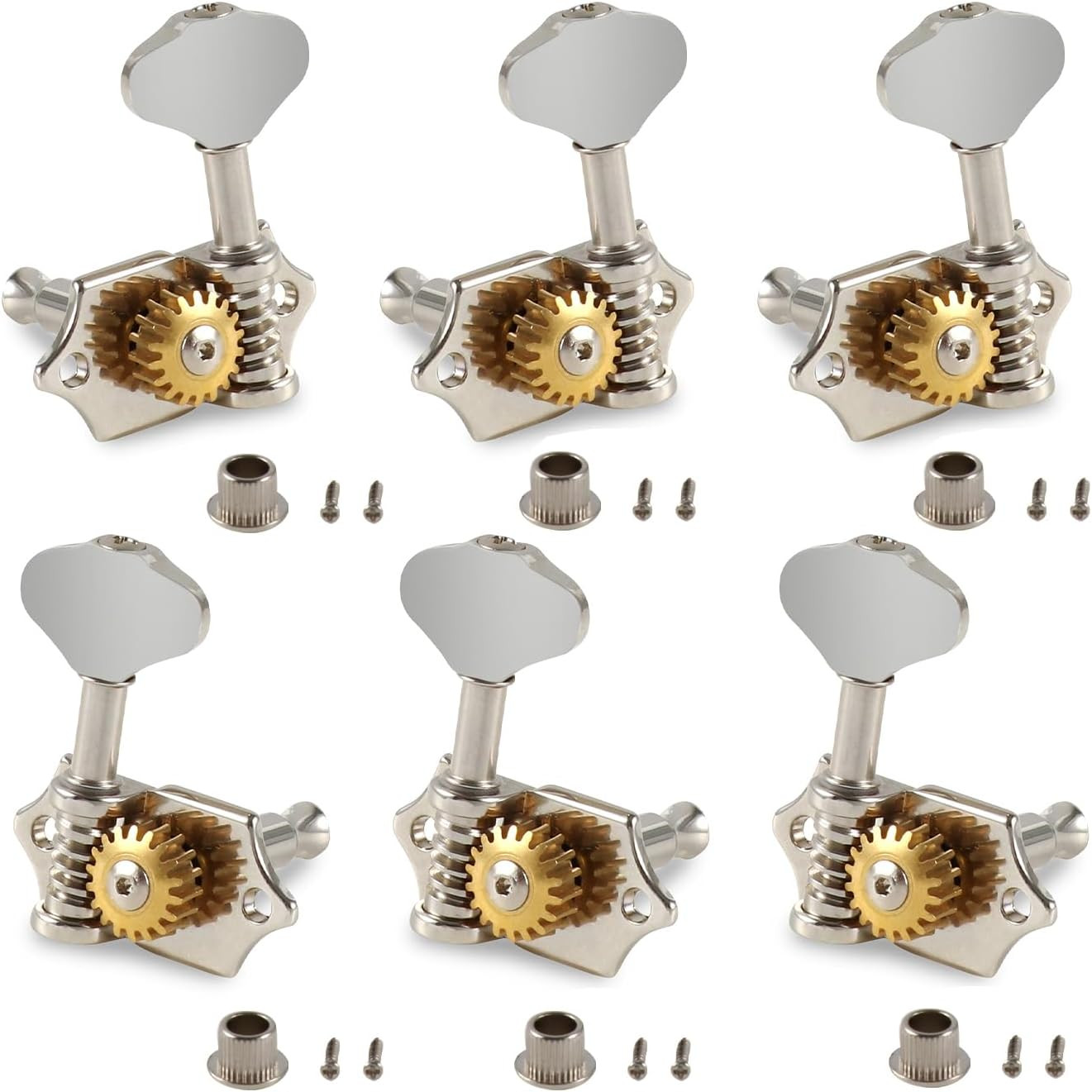 Open Gear Guitar String Tuning Pegs Machine Heads Tuners Slotted Hea...