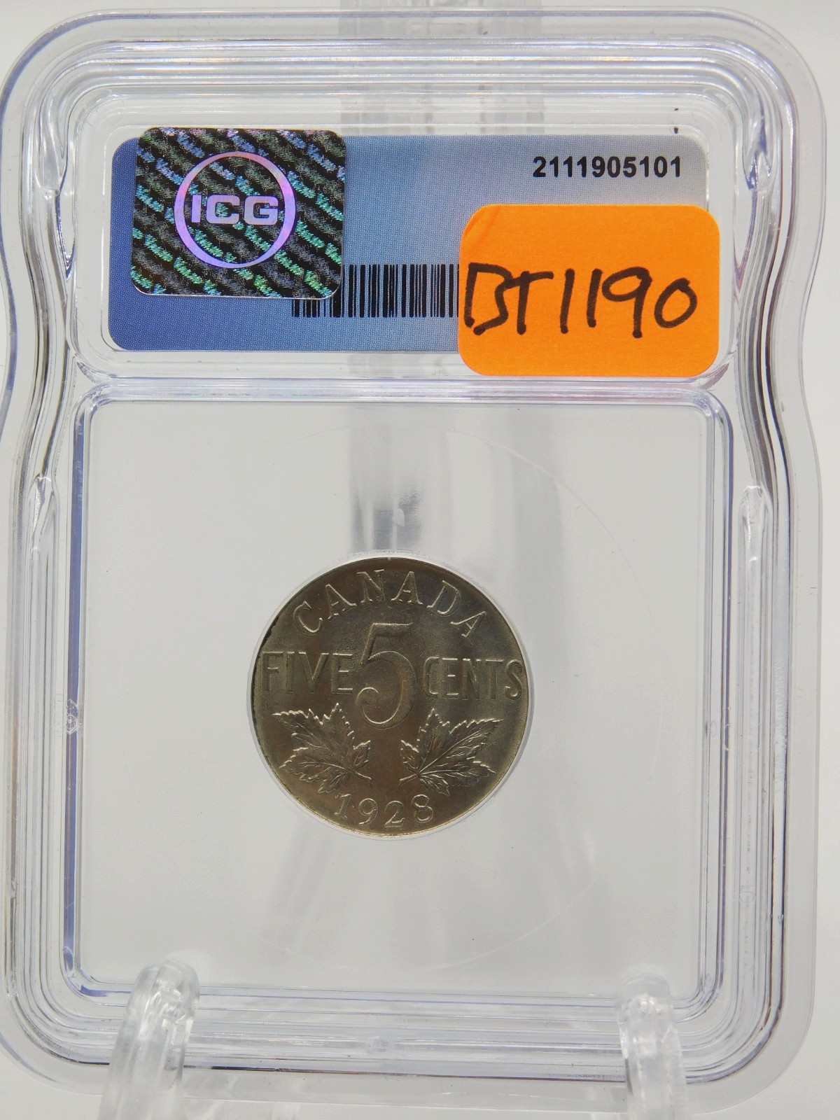 1928 CANADA FIVE CENT ICG MS63 (BT1190)