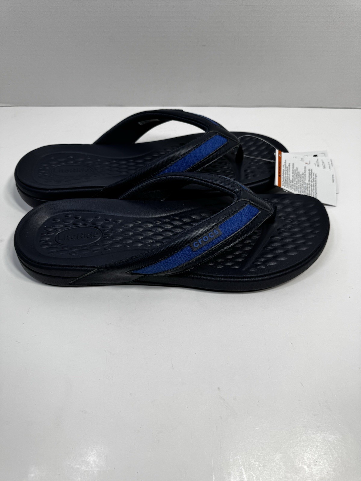 Crocs Yukon Sport LiteRide Flip Flops Sandles Mens Navy Blue Slip-On Thong - 13