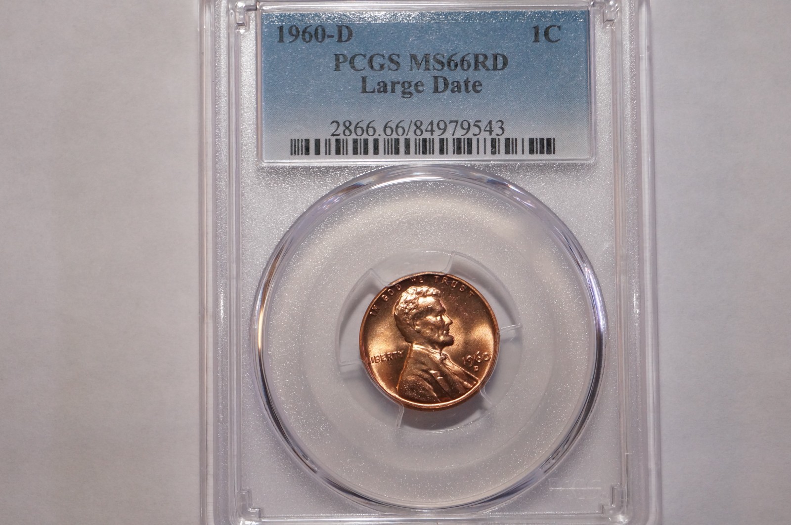 1960-D LINCOLN CENT LARGE DATE GRADED PCGS MS66RD