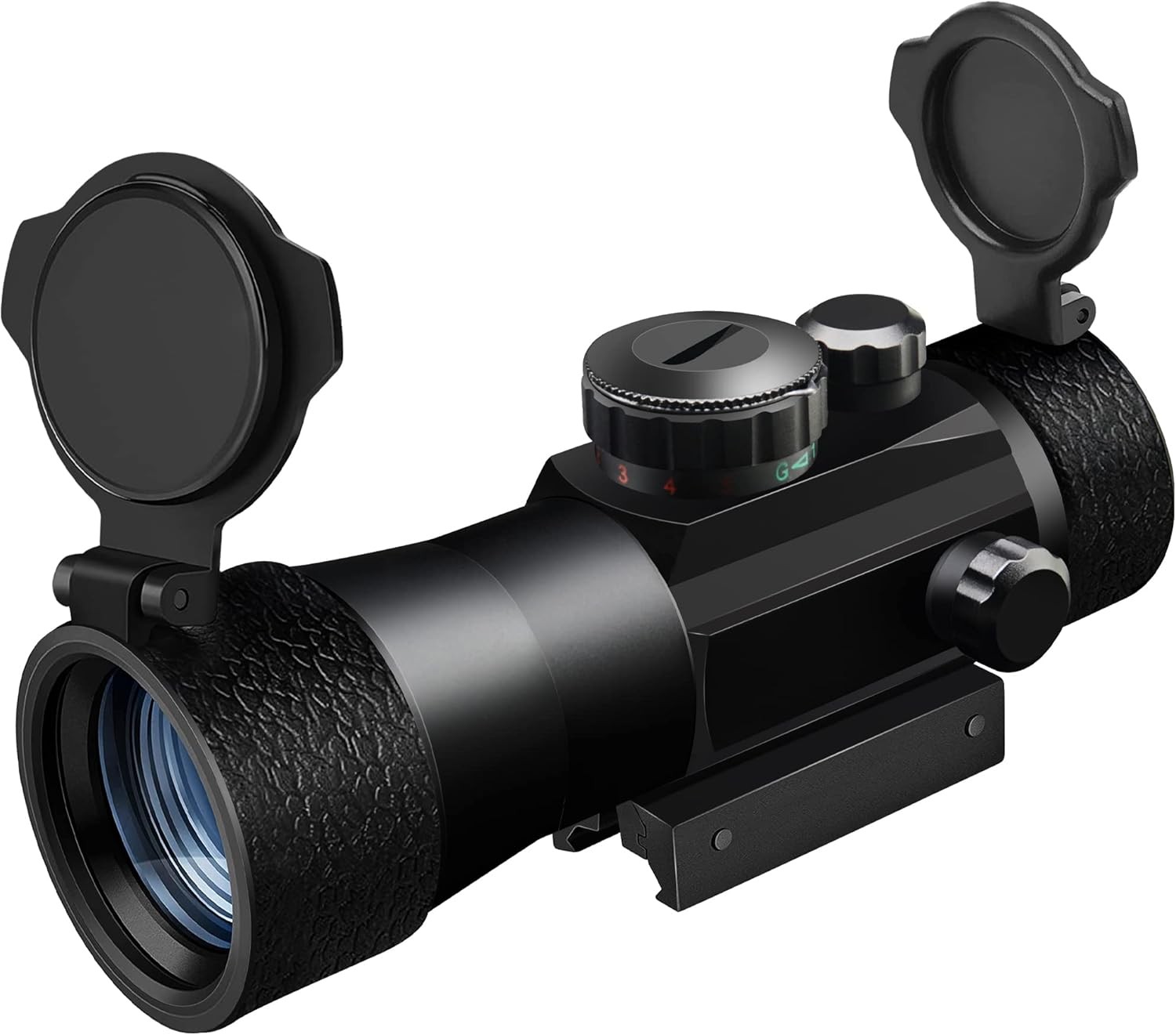 3X44mm Red Green Dot Sight Scope,3X Eyepiece Reflex Sight with Lens Cap for 20mm