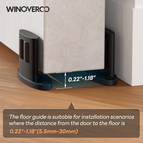 Pack Sliding Barn Door Bottom Floor Guide,Double-Sided Roller 4 Black