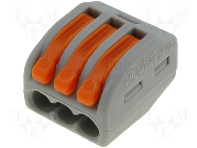 50PCS GENUINE WAGO 3 PORT LEVER NUTS 222-413 CAGE CLAMP BRAND NEW!