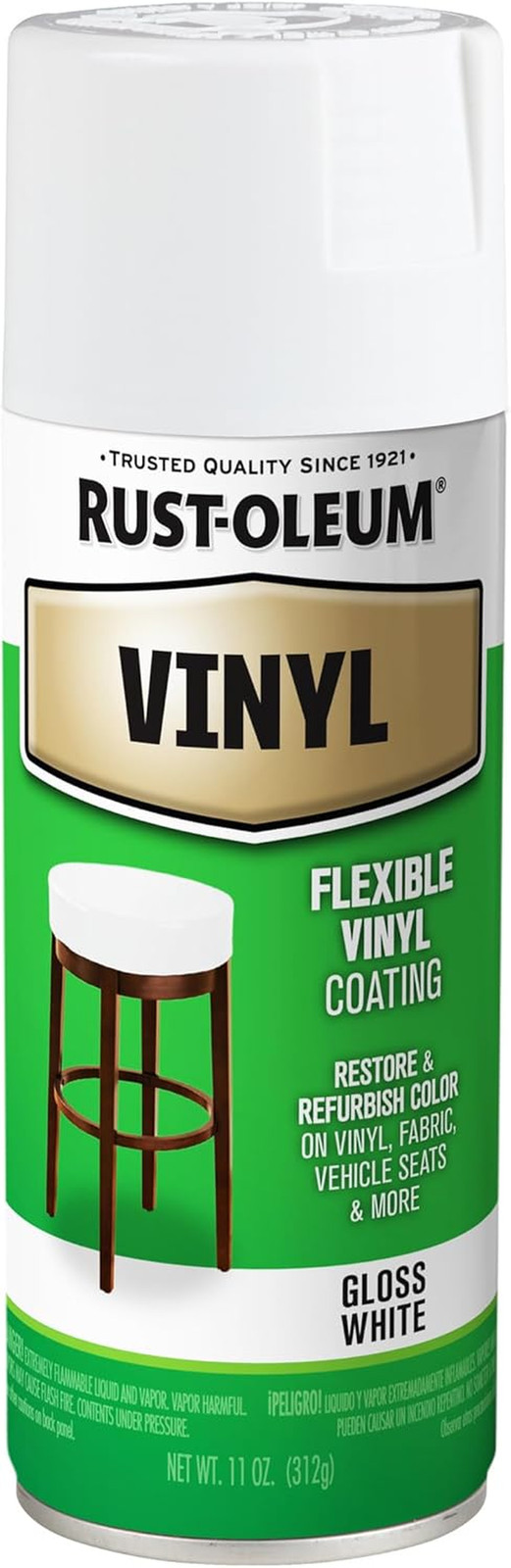 Rust-Oleum 1911830 Specialty Vinyl Spray Paint, 12 Oz, White