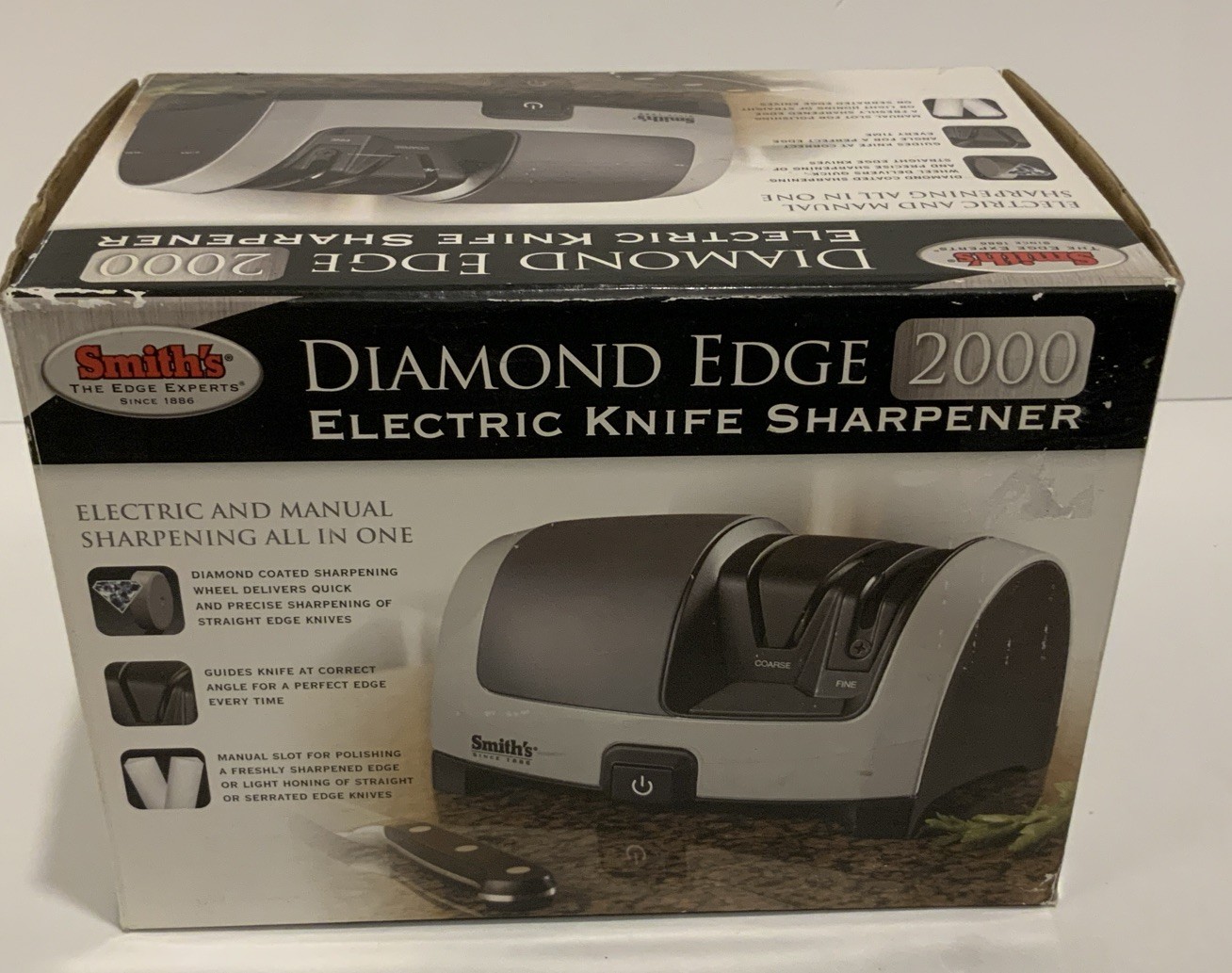 Smith's Diamond Edge Electric Knife Sharpener 2000 in Original Box with Manual.