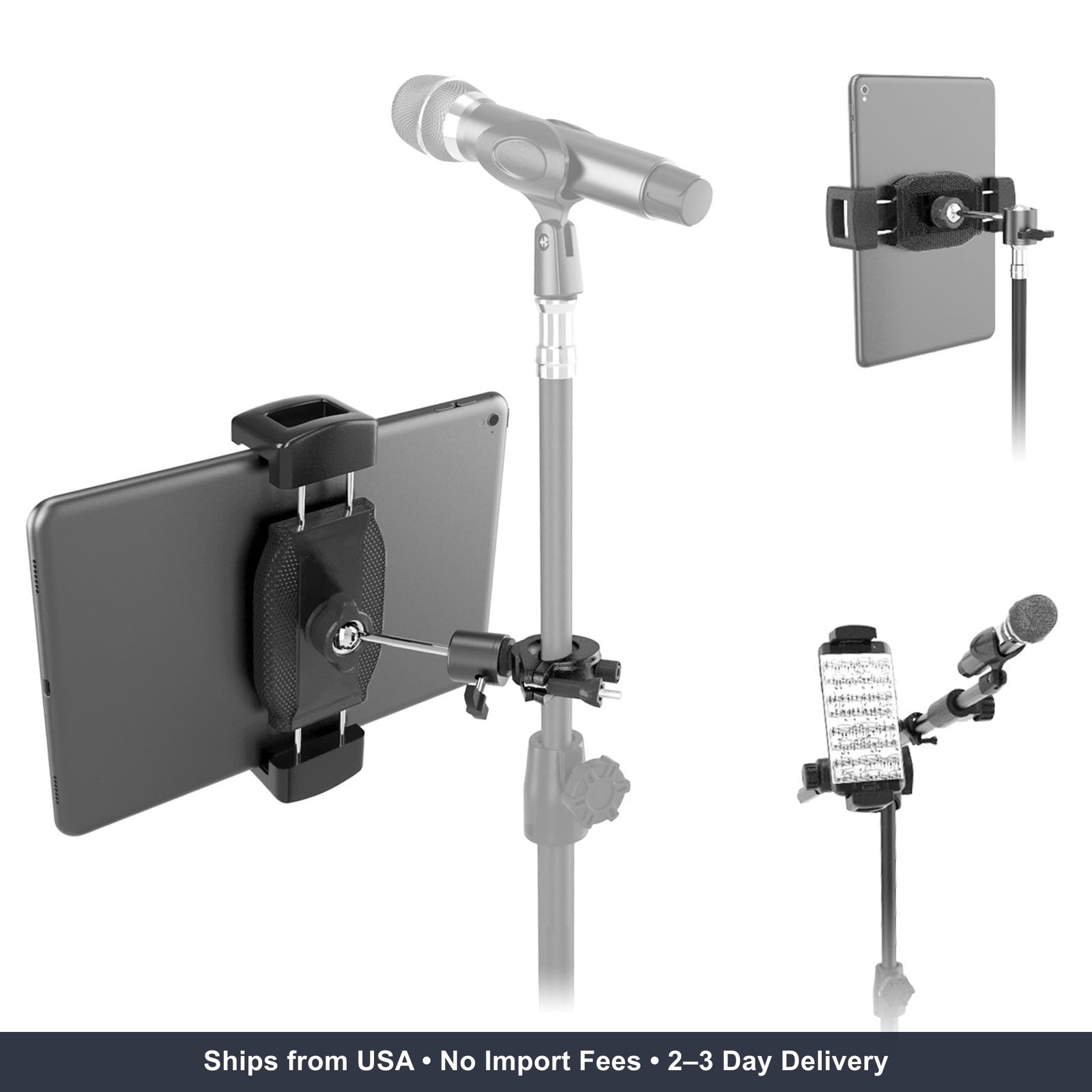 Microphone Stand Tablet Holder 360 Ball Head Mount 4 7 12 9in Devices Music