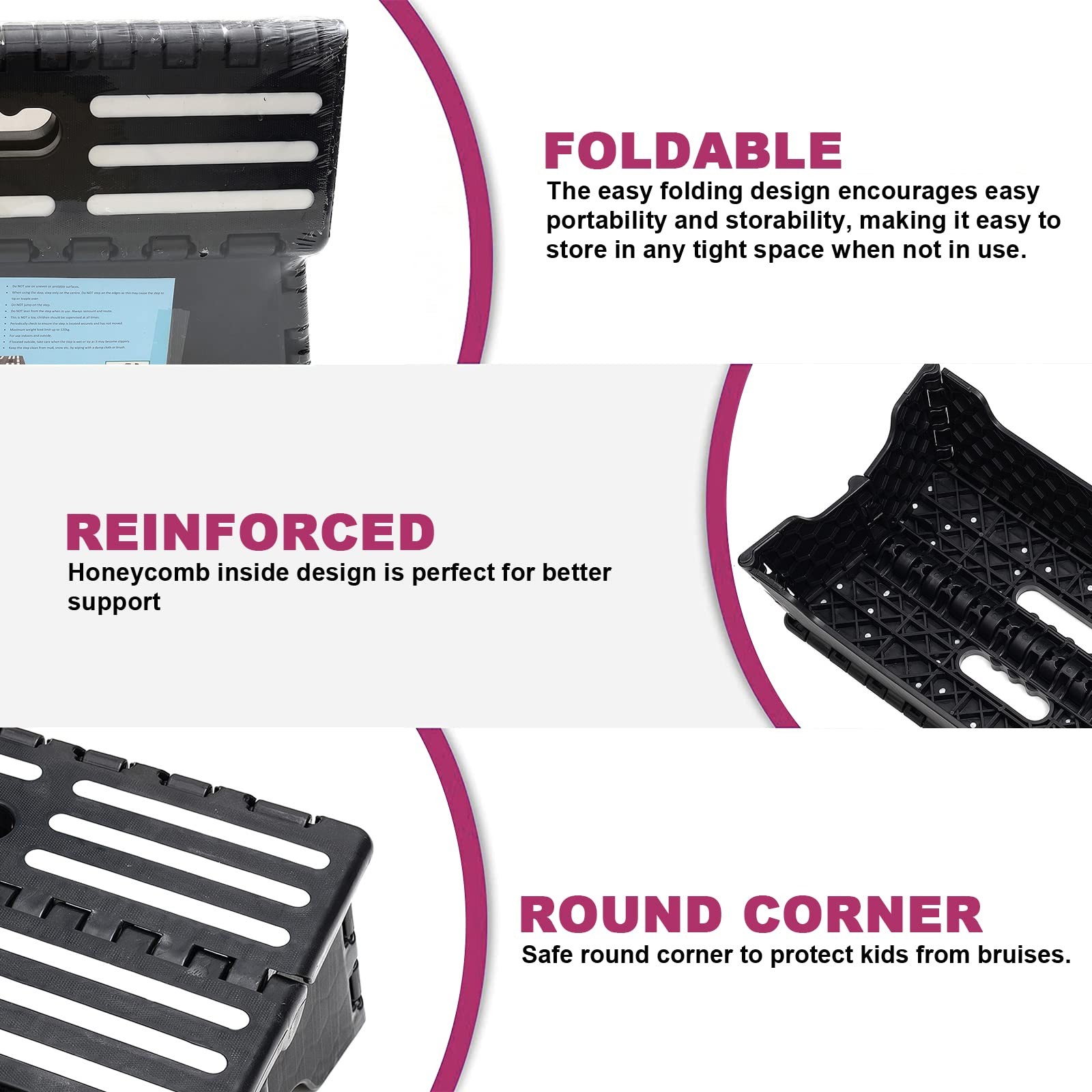 5 Inch Folding Step Stool - Portable Step Stool for Adults - Stepping Stool for