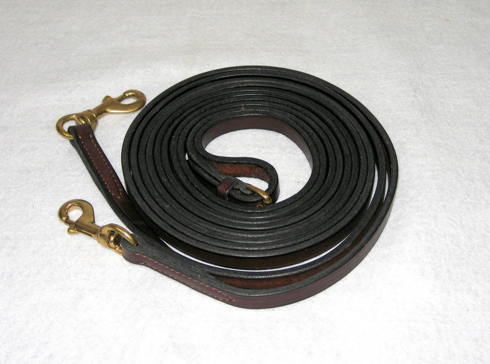 Quality Leather Draw Reins with Snaps Havana/Stainless 8' Horse Size