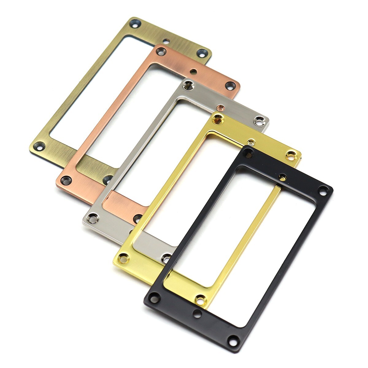 2x Flat Metal Guitar Humbucker Pickup Mounting Ring Pickups Cover Frame Gold