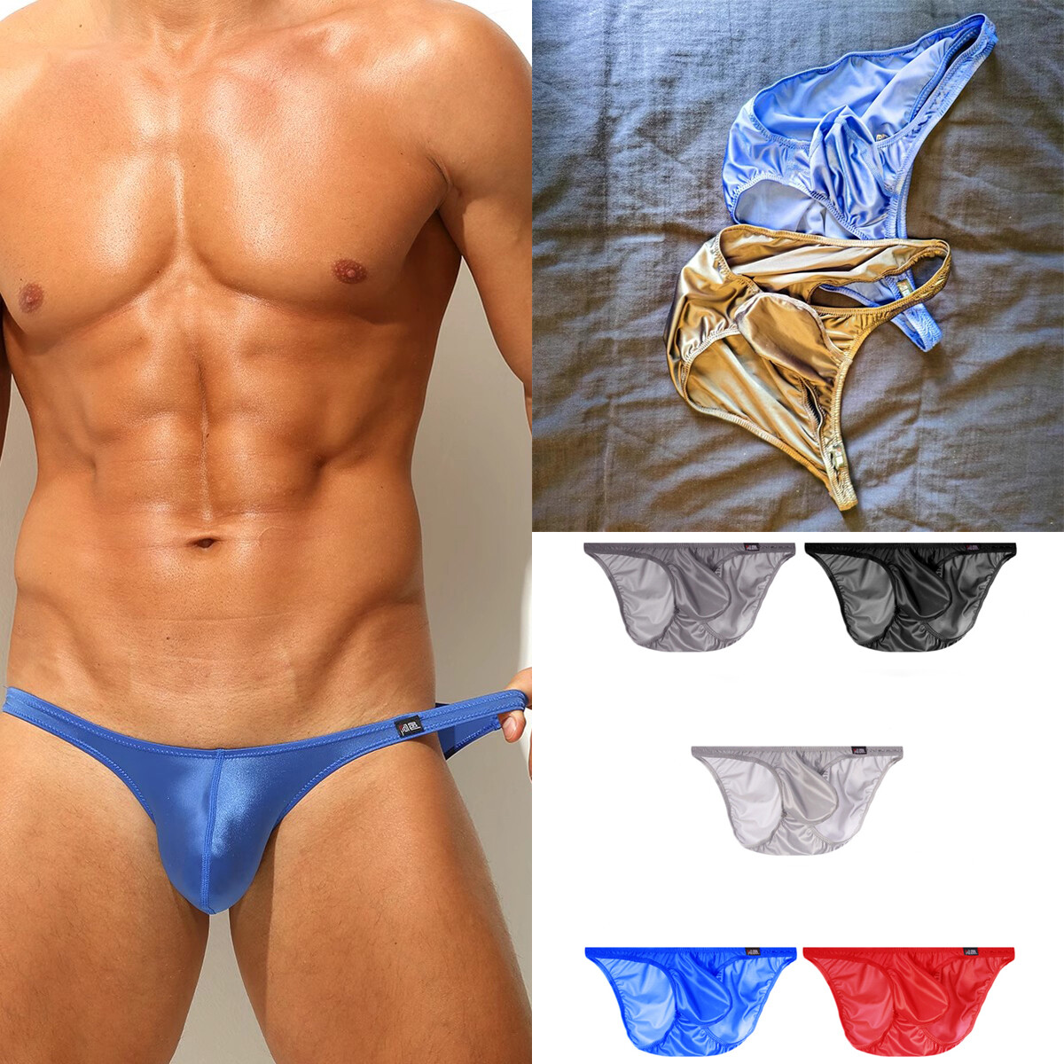 Men Sexy Silky Briefs Underpants Underwear Quick-dry Breathable Sports Shorts
