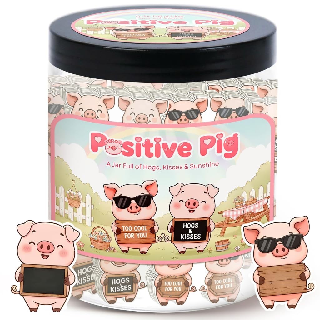 Positive Pig Jar With 60 Daily Affirmation Cards Birthday Decor For Home Pink