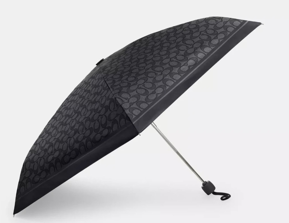 Coach Graphite Uv Protection Signature Print Mini Umbrella (CZ197) - New