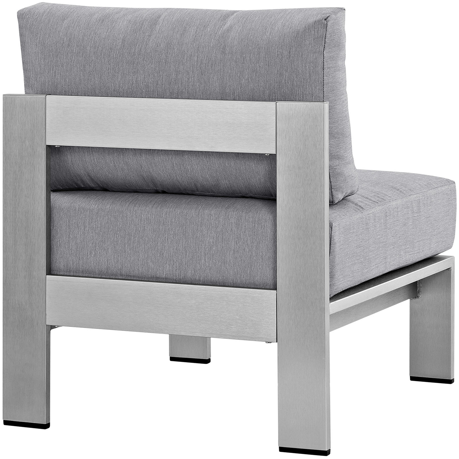 Modway Shore Armless Outdoor Patio Aluminum Chair in Silver Gray
