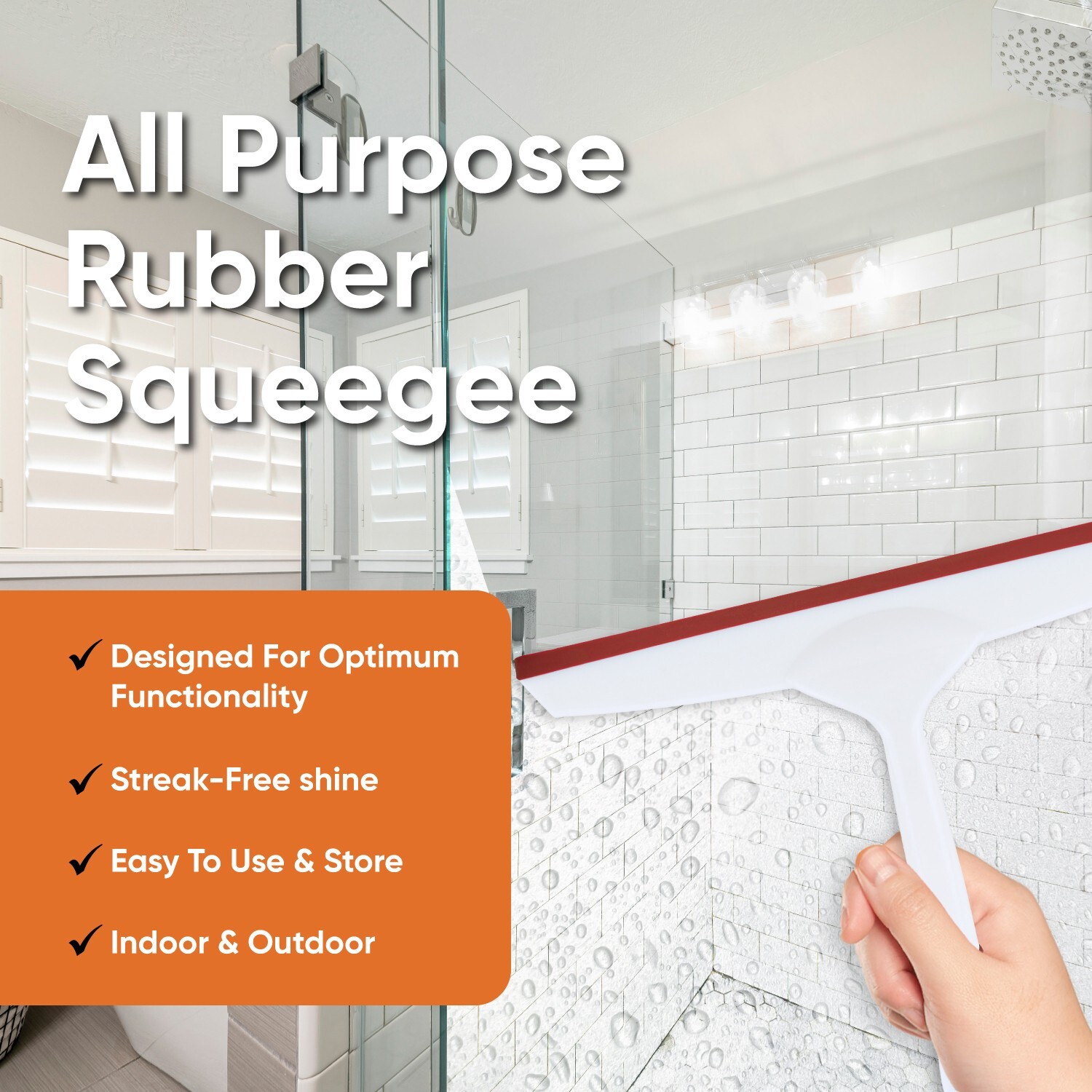 10" Red & Blue Rubber Squeegee with Hanging Loop 2-Pack