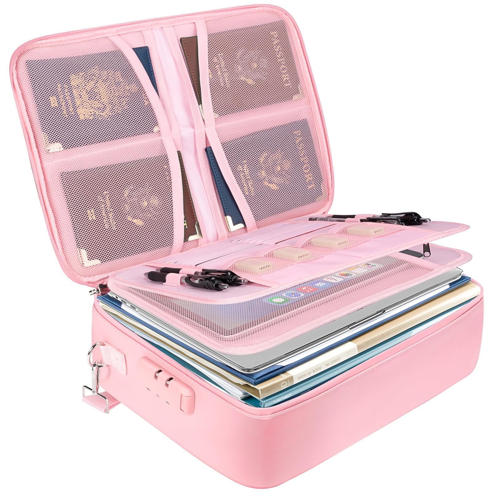 BALEINE Fireproof Document Box with Lock, Portable Fireproof Document Bag Wat...