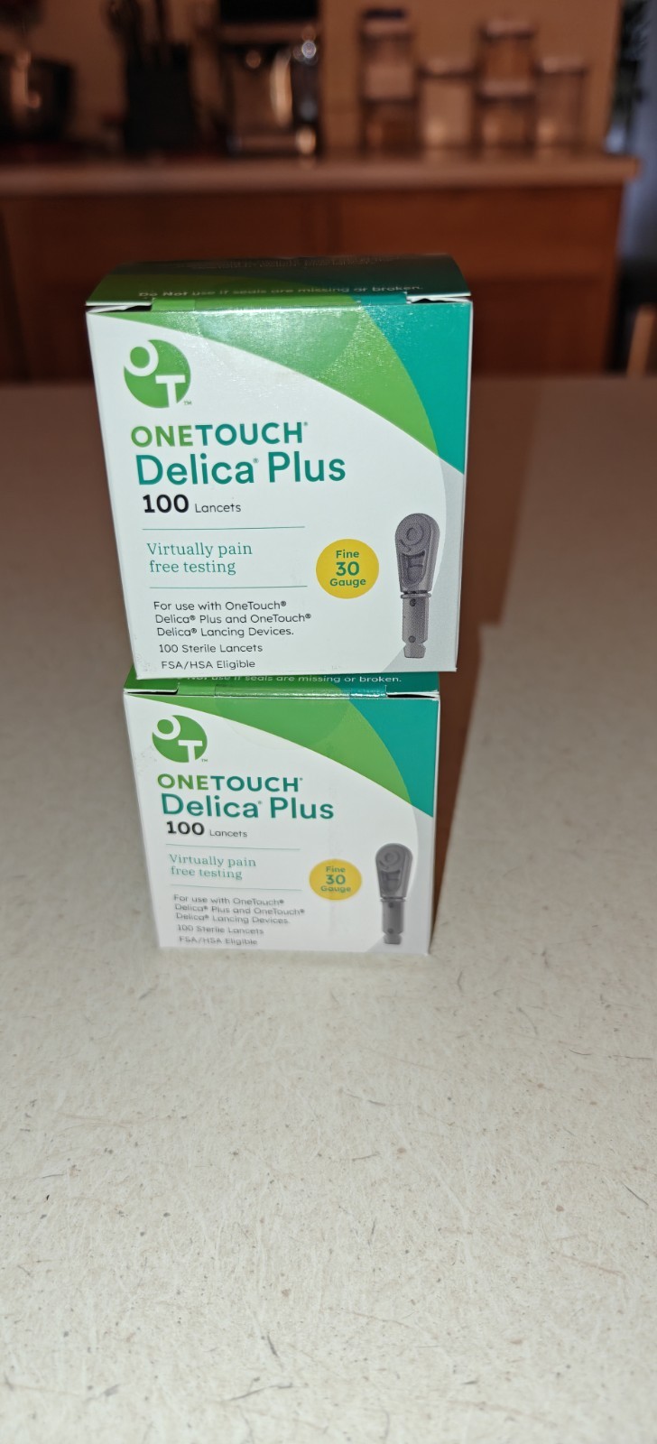 2 - OneTouch Delica Plus Lancets Box of 100 Extra Fine 33 Gauge EXP Date 10/2029