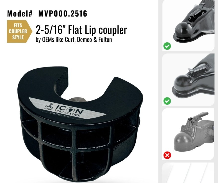 Altor ICON 2-5/16 in. Trailer Lock MVP000.2516 Curt/Demco & Fulton FREE CARRYBAG