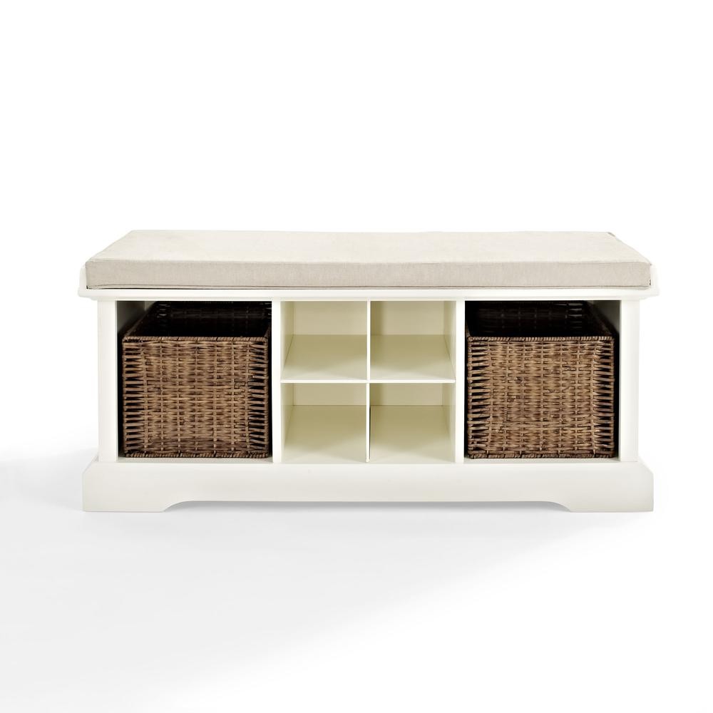 Brennan Entryway Storage Bench - Bench, 2 Wicker Basekets