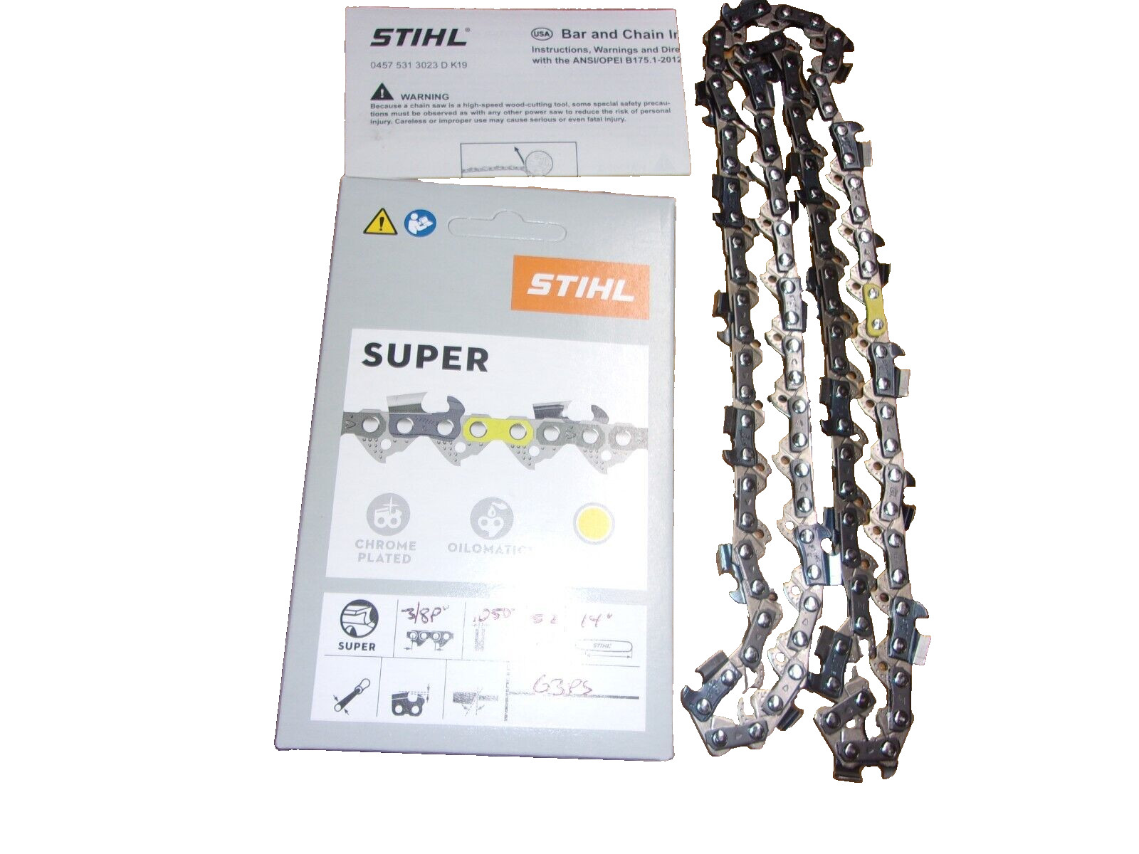 Stihl 14" Full Chisel Chain  OEM 3/8P" .050" 52 DL 63PS #GM-R5G1