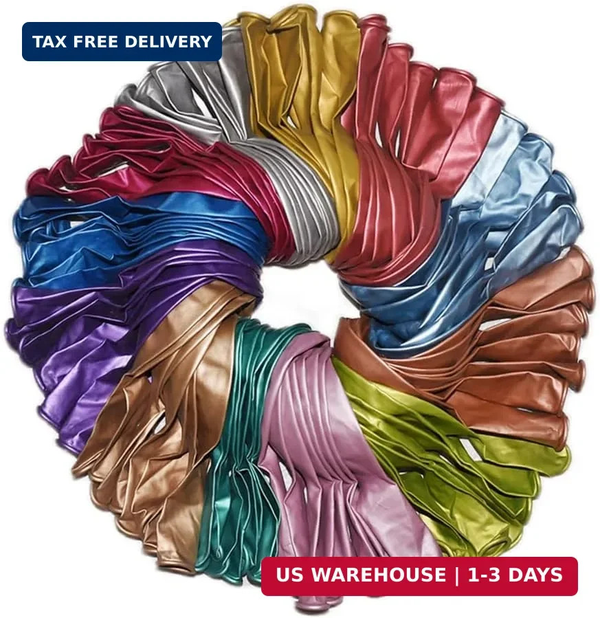 300 Pack Metallic Balloons 12 Inch Chrome Shiny Assorted Colors Latex Rainbow Bu