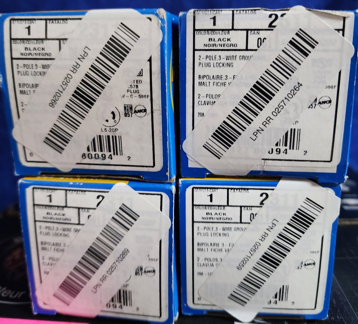 Leviton 2311 Extra Heavy Duty 20A 125V Locking Plug Male L5-20P Lot of 4