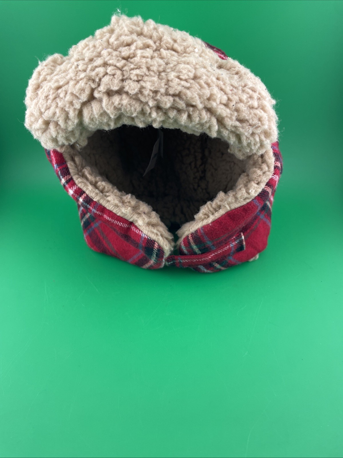 Carter Baby  Boys Buffalo Plaid Red Fleece Trapper Hat, Size 3m-9m