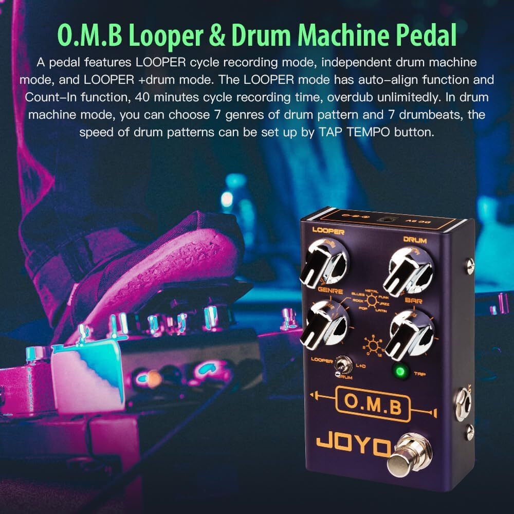 JOYO Looper & Drum Machine Pedal (Looper Cycle Recording/Drum Machine/Looper+Dru