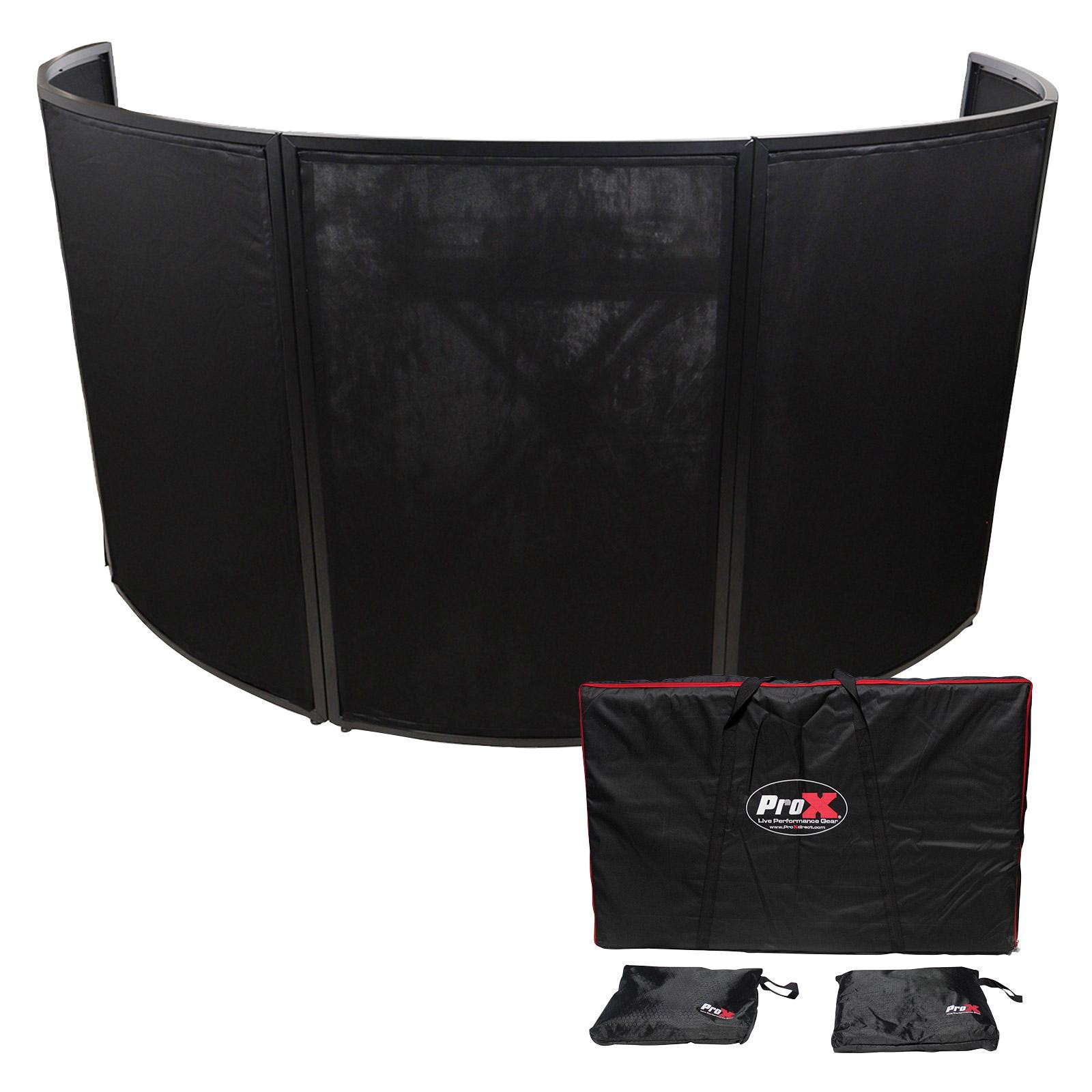 ProX XF-LUNA BLK 5 Panel Curved DJ Frontboard Facade w Black & White Scrim