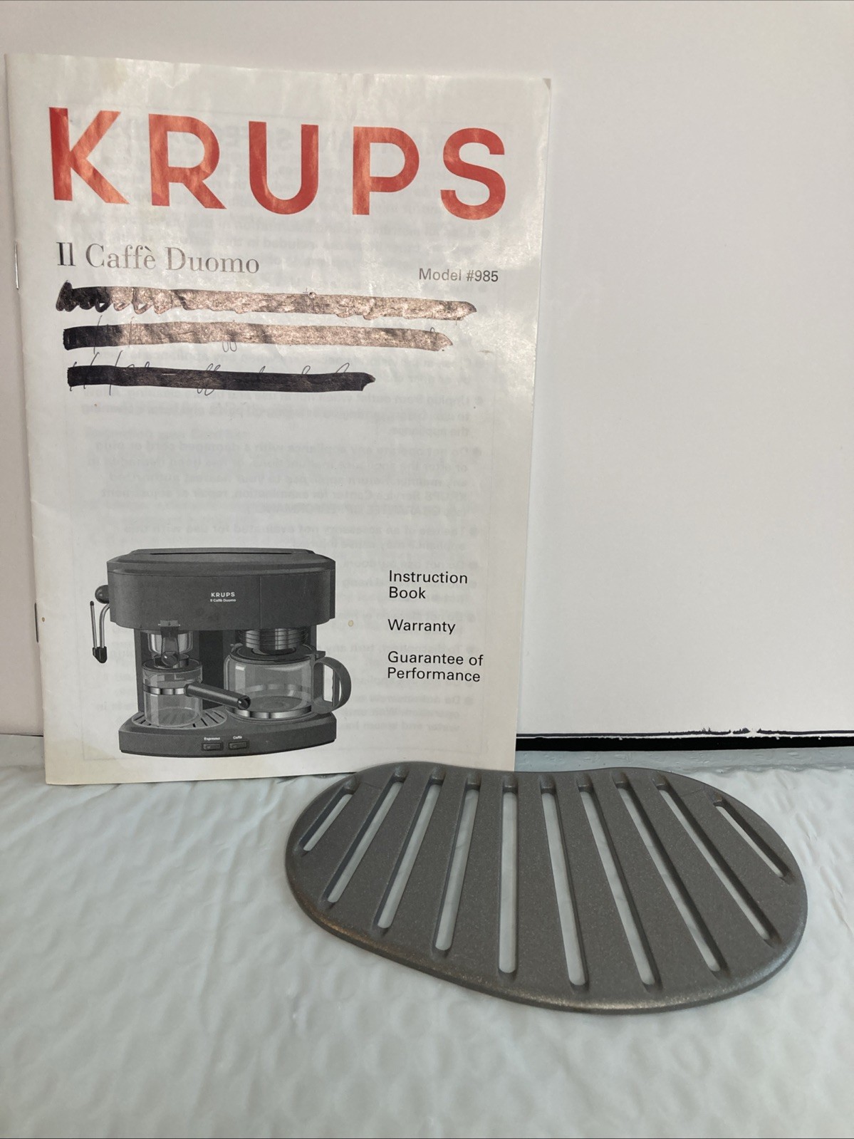 Krups 985 Caffe Duomo Drip Tray Grate Bean Shape OEM Replacement Part